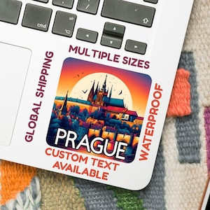 Prague Castle Sticker – Digital Illustration (5–15cm) – Czech Republic Travel Decal – Waterproof Vinyl or Glossy – Custom Text Option