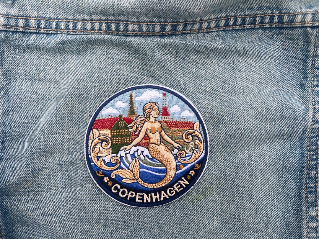 Copenhell Patch Copenhagen Travel Patch Embroidered Mermaid Souvenir Sew on Denmark ...