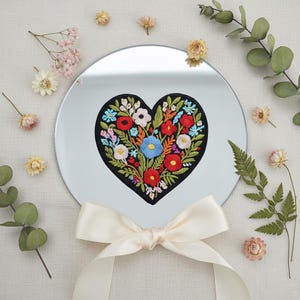 Embroidered Botanical Heart Patch for DIY Clothing Repair Floral Love Iron On Patch for Denim Jacket Craft Mend Patch Pretty Velcro Badge