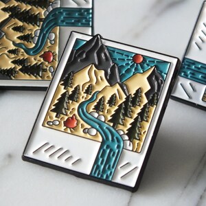 Hiking Lover Enamel Pin Camping Enthusiast Suitcase Badge Scenic National Park Landscape Lapel Badge Outdoor Adventure Accessory