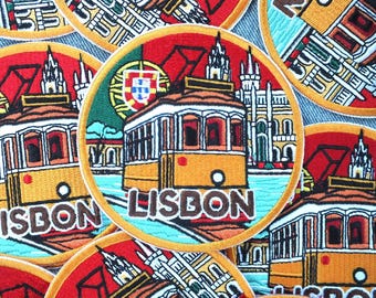 Lisbon Travel Patch Iron On World Traveler Patches Hand Embroidered Portugal Travel Bag Patch Large Custom Embroidered Patches