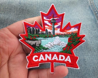 Large Niagara Falls Iron On Embroidered Patch for Jacket Maple Leaf Sew On Patch for Traveler Toronto Embroidery Gift Canada Iron On Patch