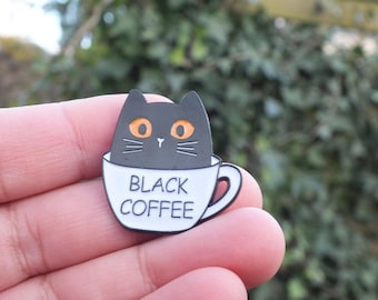 Pin de gato negro: accesorio adorable para amantes de los gatos. Joyería artesanal con temática de gatos. Pin coleccionable artesanal. Pin decorativo para amantes de los gatos.