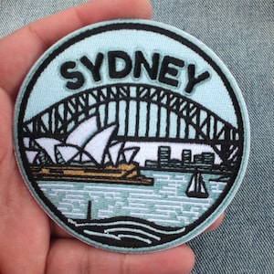 Sydney Patch – Iron On Embroidered Opera House & Harbour Bridge Appliqué – Australia Travel Souvenir Patch - Patch for Jackets, Backpack