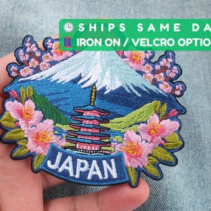 Écusson de voyage à repasser Mont Fuji pour veste écusson brodé Love Japan pour voyageur Tokyo écusson à coudre fait main Japon Kawaii patchs cadeau
