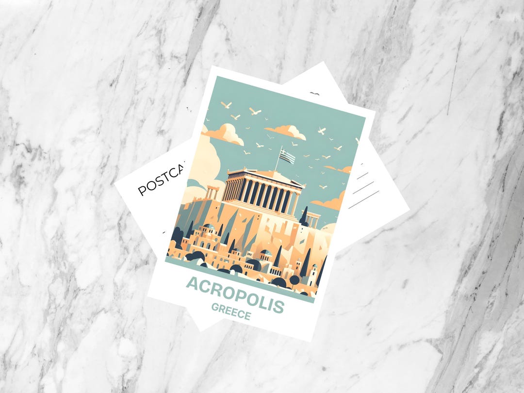 Acropolis Postcard Greece Summer Holiday Postcard Blank Travel Postcard ...