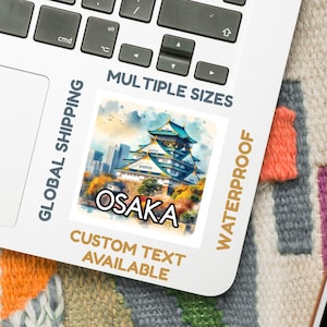 Osaka Aufkleber - Wasserfester Vinyl- oder glänzender spritzwasserfester Aufkleber (5-15 cm) - Wasserfarbener Schloss-Aufkleber von Osaka