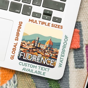 Sticker Florence – aquarel illustratie kathedraal (5–15 cm) – vinyl of glanzend reissticker – souvenir Italië – optie aangepaste tekst