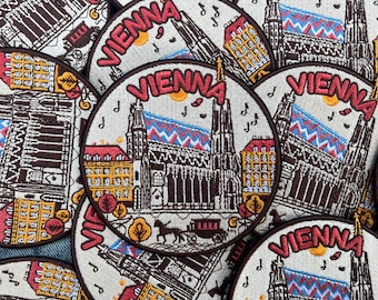 Parche de viaje de Austria, bordado para planchar, accesorio para chaqueta de viaje de Viena, para coser, recuerdo de viaje, regalo para viajero, parche de viaje con cierre de velcro.