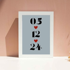 Personalized Wedding Gift Custom Anniversary Present New House Moving Gift Custom Printed Wall Art Poster Black White Numbers Print UK