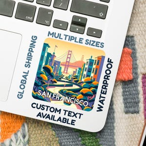 San Francisco Aufkleber – Lampwork Street & Golden Gate Digital Art – wasserfester Vinyl- oder glänzender Reise-Aufkleber (5–15 cm)