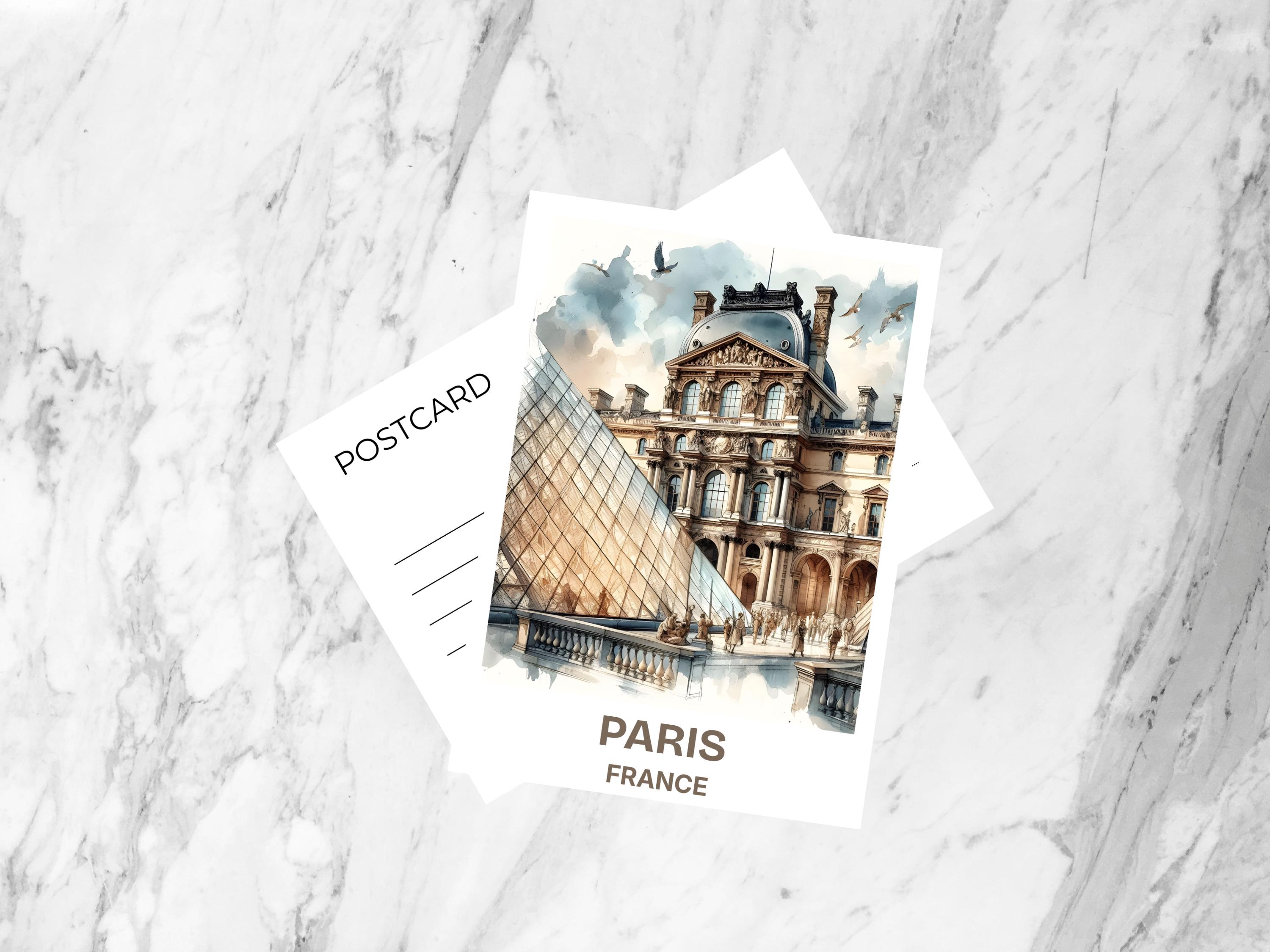The Louvre Postcard - Etsy