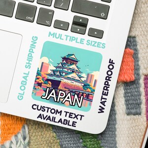 Sticker fleurs de cerisier d'Osaka – Vinyle Sakura & Castle Japon | Sticker paysage printanier pour journal, ordinateur portable, valise, iPhone