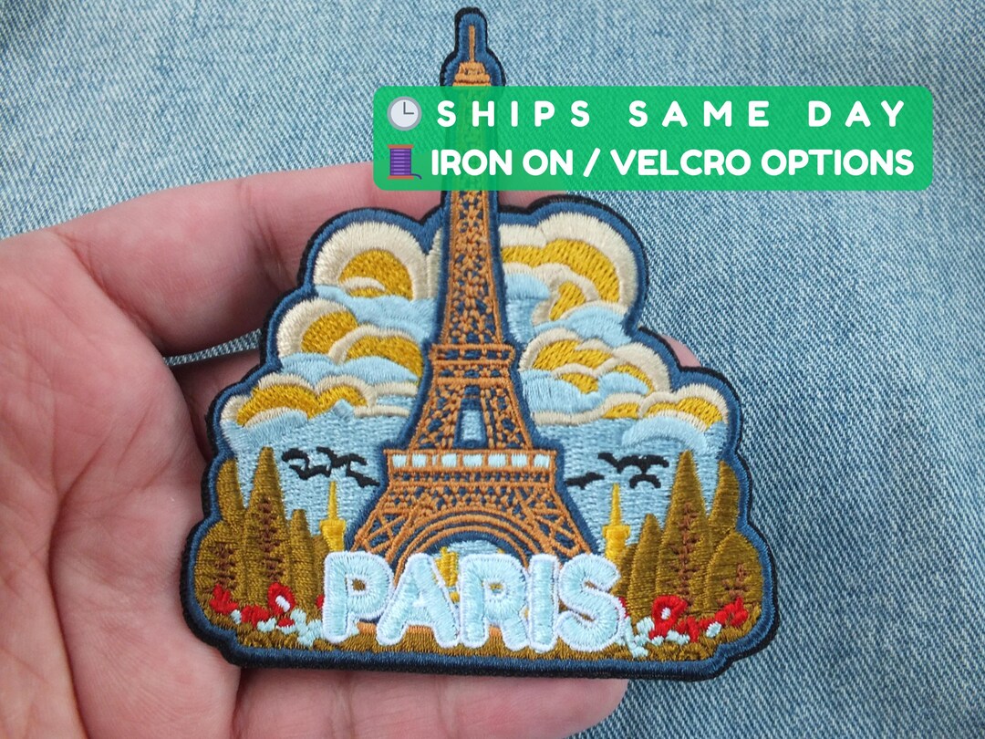 Paris Patch Eiffel Tower 10cm Iron on Velcro Summer Vacation Souvenir ...