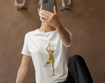 Floral Yoga T-Shirt: 100% Cotton, Classic Fit