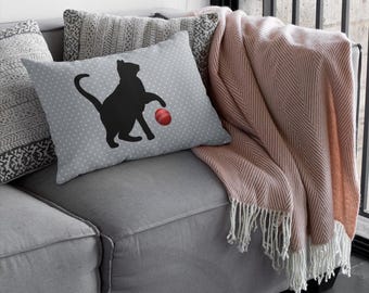 Capa de Almofada Gato Preto, Capa de Almofada com Estampa de Gato Divertida, Decoração para Quarto Infantil e Sala de Estar, Presente para Amantes de Gatos, Almofada Decorativa