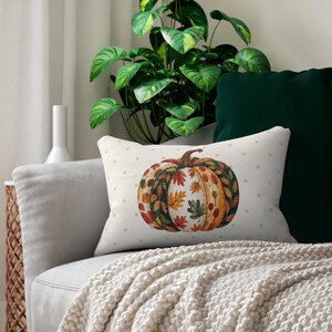 Vintage Pumpkin Lumbar Pillow: Fall Farmhouse Throw Cushion