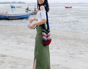 My Thai Pants - bosgroen traditionele wikkelbroek rok sarong pareo wijde pijpen veganistische vissersbroek broek culotte palazzo dames en heren