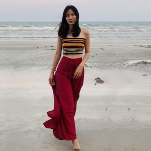 My Thai Pants - mystic maroon traditional wrap pants skirt sarong pareo wide leg vegan fisherman pants trousers culotte palazzo women + men
