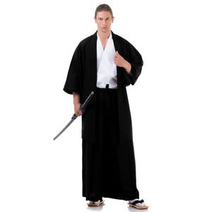 Princess of Asia - Traditional Samurai Kimono Costume Set for Men, Japanese Budo Cosplay: Kendo Gi + Hakama Pants + Haori Jacket