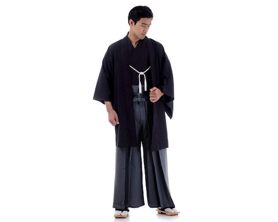 Princess of Asia - Japanese Traditional Samurai Kimono Set for Men, Budo Cosplay Costume: Kendo Gi, Hakama Pants, Haori Jacket