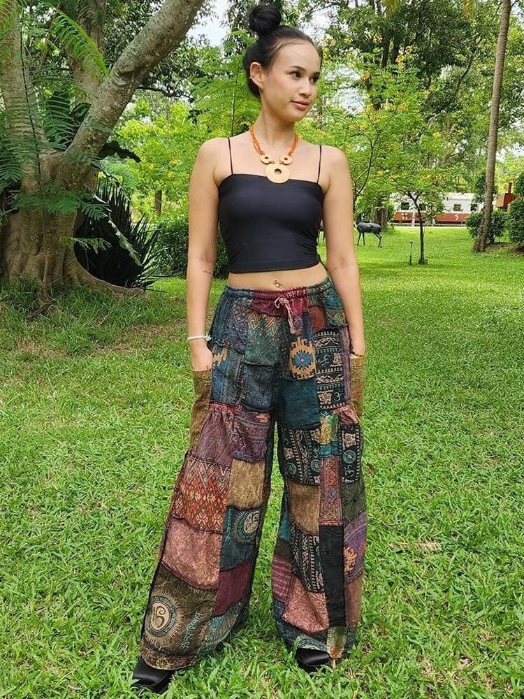 My Thai Pants - Unique Wide Cut Flared Hippie Boho Patchwork