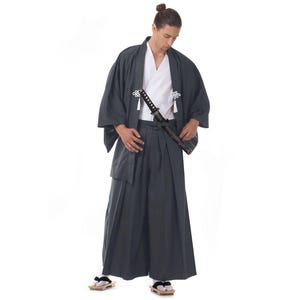 Princess of Asia - Samurai Traditional Japanese Kimono Set, Budo Cosplay Costume for Men: Kendo Gi + Hakama Pants + Haori Jacket