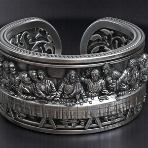 Abendmahl Ring: 18K Vergoldeter Sterling Silber Christlicher Schmuck