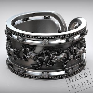 Adjustable Horse Diamond Ring: Equestrian Jewelry Gift