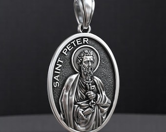 Handmade Saint Peter Medallion – Christian Key of Heaven Pendant 