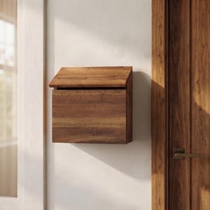 Handmade Teak Wood Mailbox, Rustic Outdoor Wall Mount Mail Holder, Farmhouse Entryway Decor