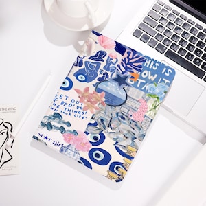 Blue Collage Custom iPad Case for iPad Pro 13"11"12.9" iPad A16 11" 10 10.9" 7/8/9 10.2" Mini 7/6/5 8.3"7.9",iPad Air6/7 2025 with Pen Slot