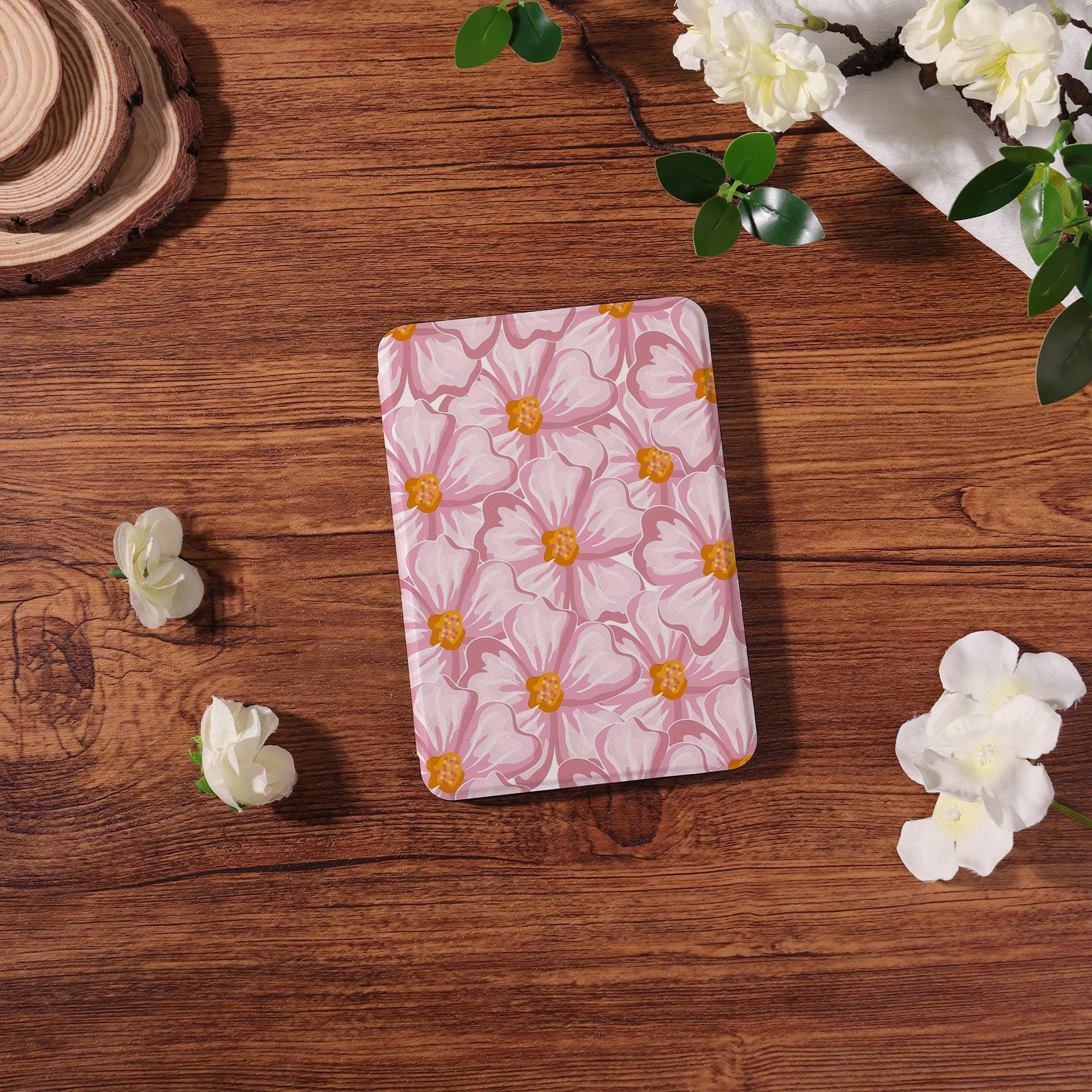 Custom Cute Pink Flowers Kindle/kobo Case With Auto Wake for Kobo Clara ...