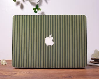 Olivgrün gestreifte MacBook-Hülle, MacBook New Neo A18 Pro 13 14 15 16 M2/M3 Hülle, MacBook Air 15 13 11 Hülle, Ret 13 15 Laptop-Schutzhülle (2026)