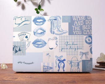 Custom Blue Denim Collage MacBook Case,Macbook Pro 13 14 15 16 M2/M3 Case,MacBook Air 15 13 11 Case,Macbook Ret 13 15 Laptop 2025 Cover