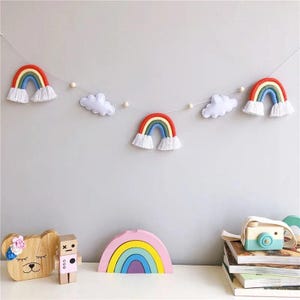 Guirlande Nuage et Arc-en-Ciel i Macramé