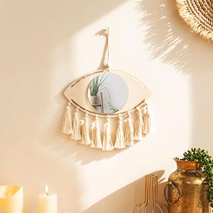 Miroir Décoratif en Macramé avec āil