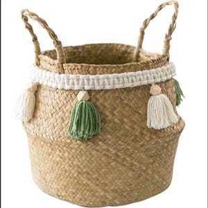 Panier de Rangement en Herbier avec ディテール マクラメ