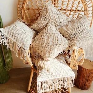 Housse de Coussin Macramé – エレガンス ボエームの装飾インテリア