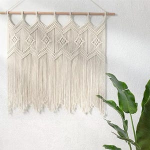 Rideau en Macramé Fait Main - デコレーション ボエーム avec Franges