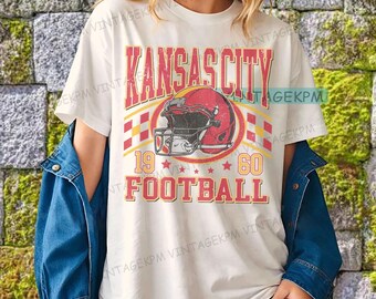 Vintage Kansas City Football tshirt, retro Football shirt,Kansas City football  sweatshirt ,Game day Football tee,American football Crewneck