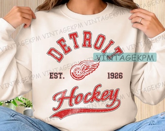 Sudadera estilo vintage de los Detroit Red Wings, camiseta unisex de los Detroit Red Wings, camiseta para aficionados al hockey, camiseta de hockey estilo vintage, camiseta de los Red Wings