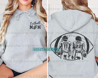 Personalized 2 Player Football Mom Hoodie, 2 Player Football Mom shirt, Football Mom sweatshirt, Football Mom shirt, 2 Player Name & Number