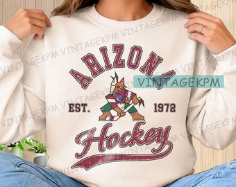 Sudadera estilo vintage de los Arizona Coyotes, camiseta unisex de los Arizona Coyotes, camiseta para aficionados al hockey, camiseta de hockey estilo vintage, camiseta de los Coyotes