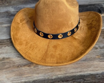 Vegan Suede Cowboy Hat Solid, Solid Cowboy  Hat for Burning, Burned Cowboy Hat, Rancher Hat, Wide Brim Hat, Hat for customization
