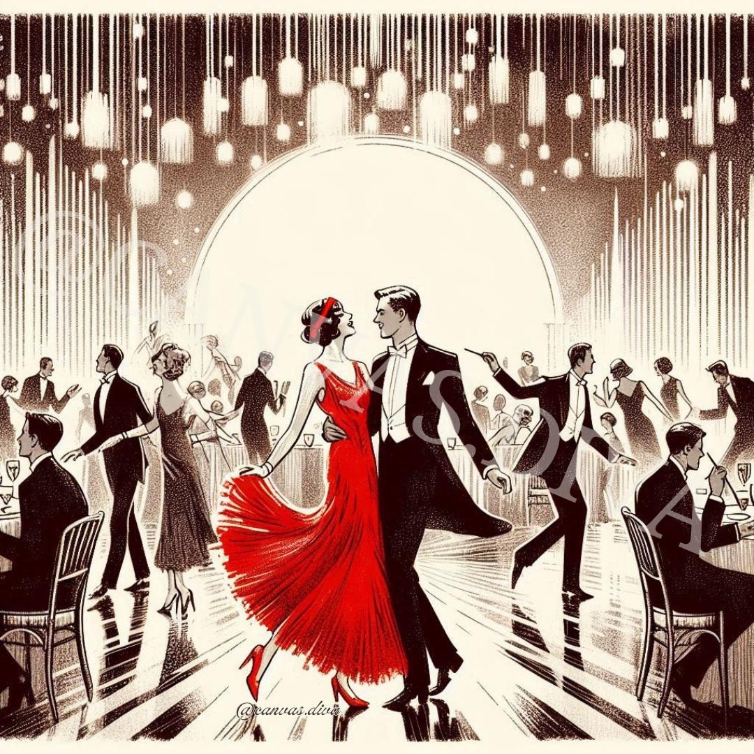 The Great Gatsby Art Deco Ballroom | Vintage Dance Digital Art Print - Etsy