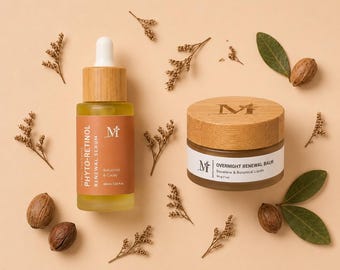 Phyto Retinol Serum & Overnight Balm Duo | Bakuchiol Renewal Routine | PM Barrier Repair Ritual