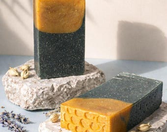 Handmade Charcoal Soap Bar: Turmeric, Lavender Essential Oil