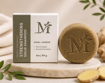 Strengthening Shampoo Bar Usma Ginger | Natural Solid Shampoo Bar for Hair Loss | Sulphate Free Hair Bar | Scalp Stimulating | Plastic Free