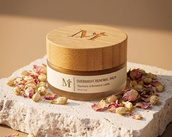 Overnight Renewal Balm | Rose Wax Night Cream, Dry Skin Moisturizer, Waterless Natural Face Balm, Anti-Aging
